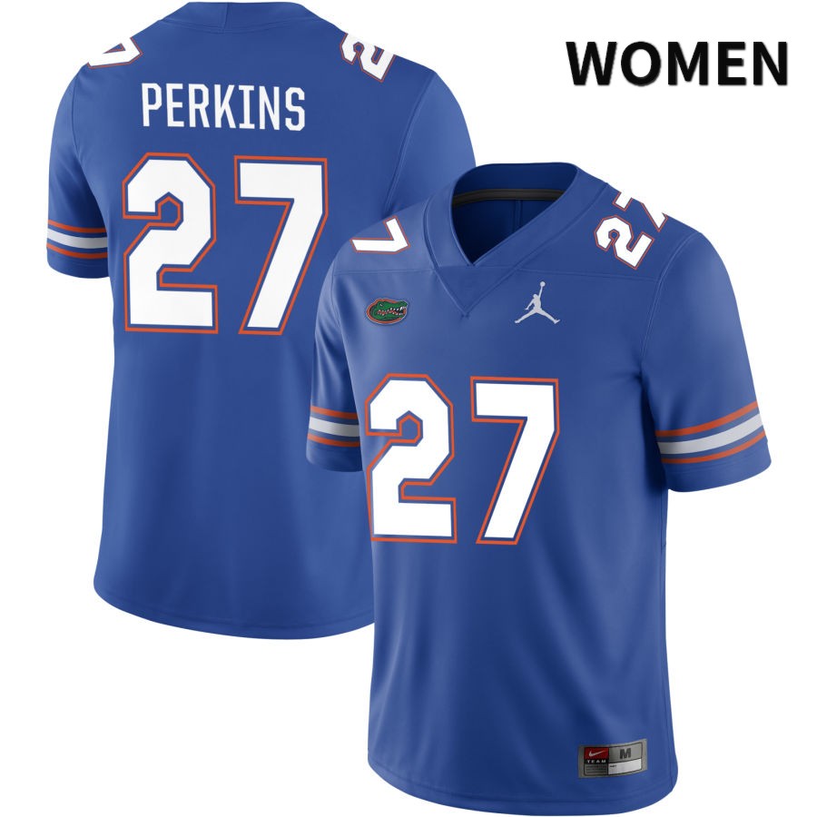 NCAA Florida Gators Jadarrius Perkins Women's #27 Jordan Brand Royal 2022 NIL Stitched Authentic College Football Jersey SWS5564VE